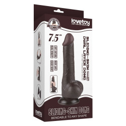 LoveToy SlidingSkin Gode avec Bourses Sliding Skin 13 x 3.8cm Noir